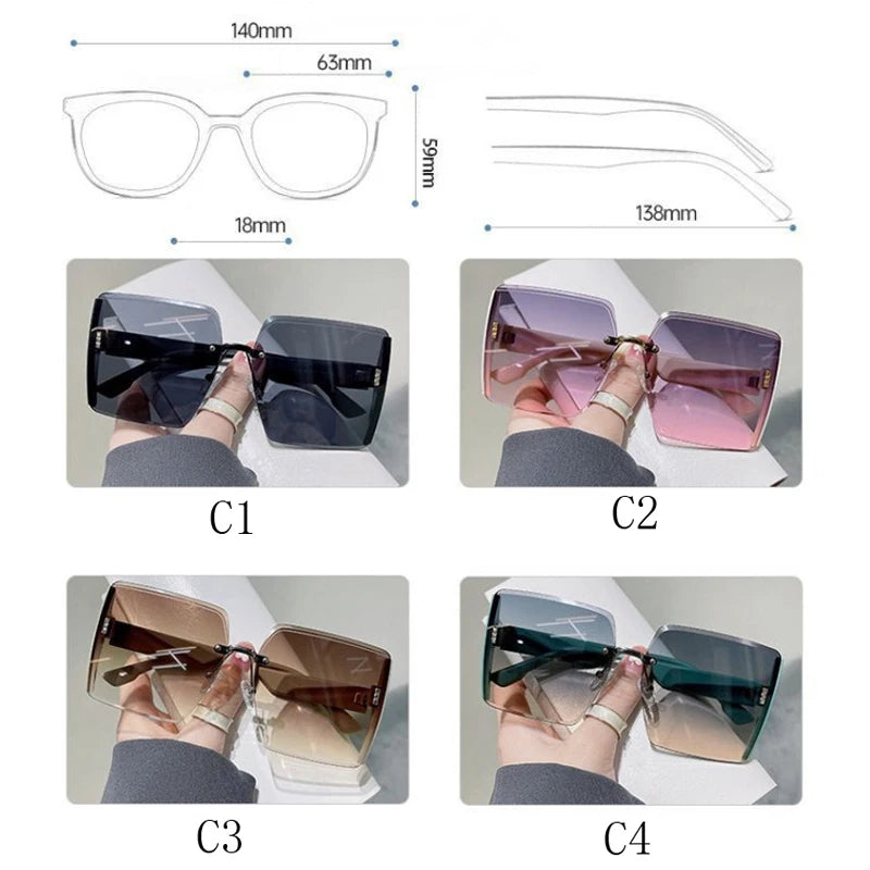 Vintage Square Sunglasses for Women – Classic Retro Gradient Mirror Rimless Sun Glasses | Female Fashion Oculos De Sol