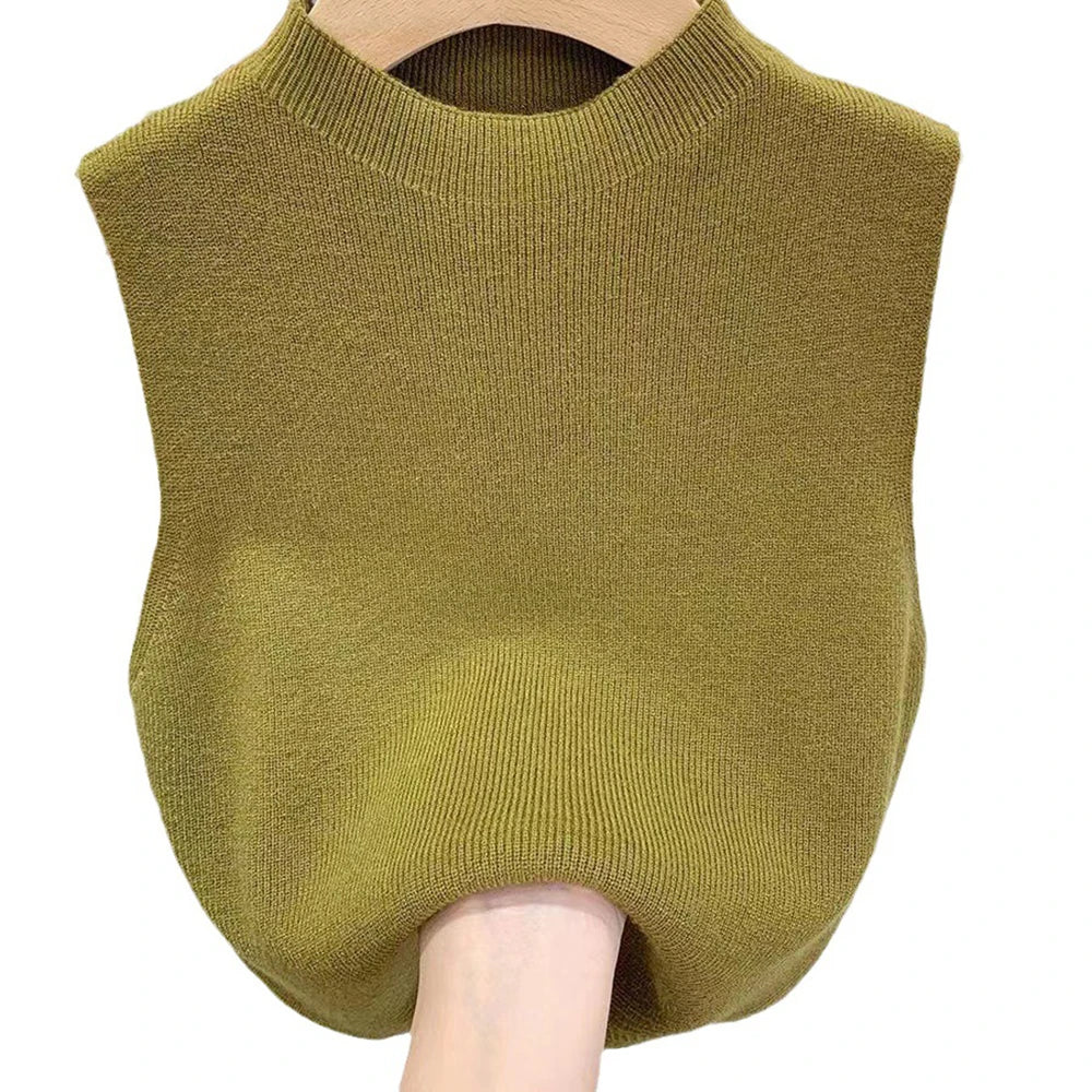 Women’s Knitted Vest Tank Top | Solid Color Cropped Camisole Sweater | Half-Turtleneck Sleeveless Spring Autumn Top