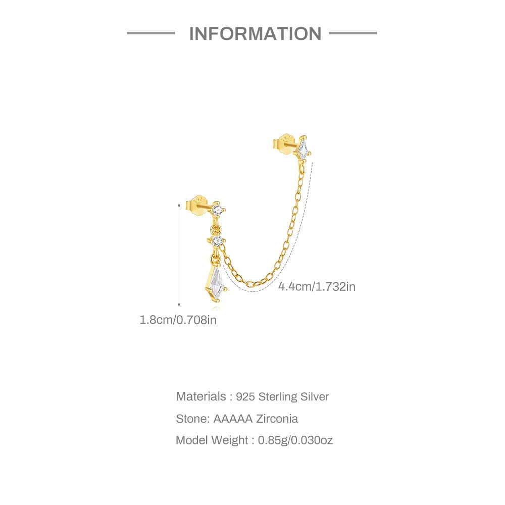 CANNER 925 Sterling Silver Horse Eye Tassel Zircon Drop Earrings – Minimalist Geometric Jewelry for Women