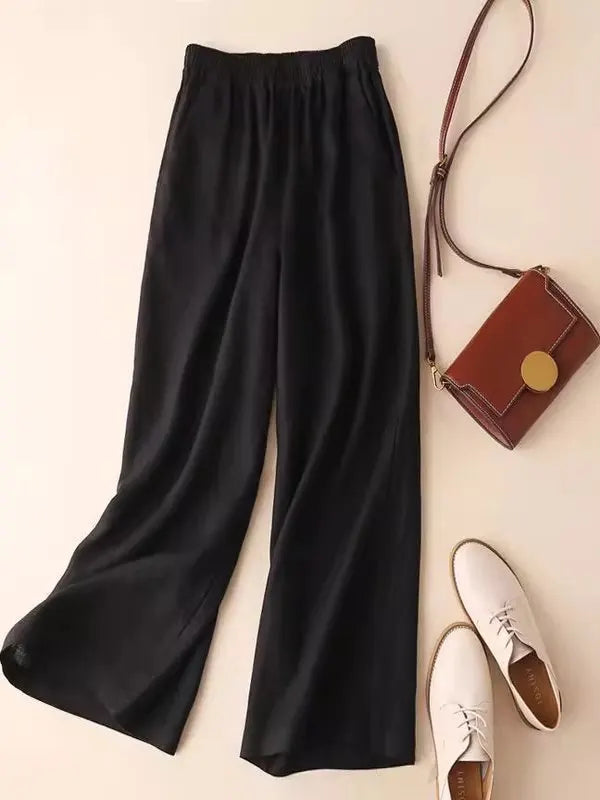 High Waist Cotton Linen Wide Leg Pants | Summer Thin Straight-Cut Trousers for Women Korean Style