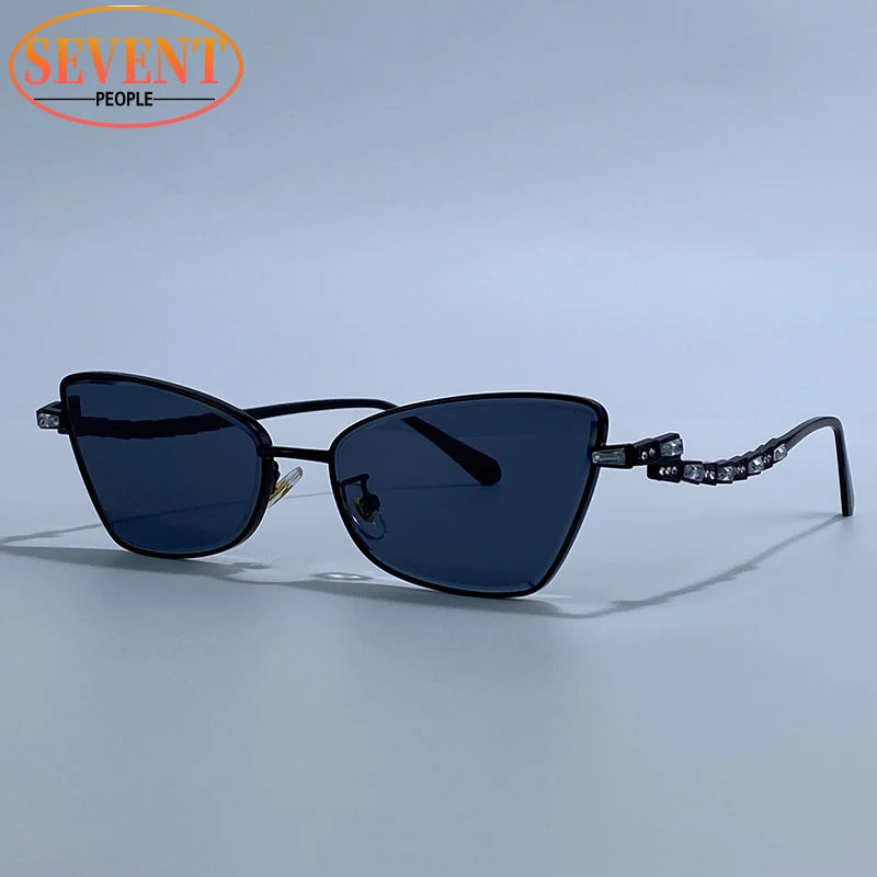 Small Frame Sexy Cat Eye Sunglasses for Women 2025 – Luxury Brand Metal Rhinestone Sun Glasses | UV400 Outdoor Shades