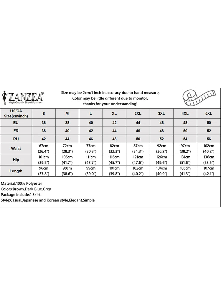 ZANZEA Women High Waist Pleated Swing Skirt – Vintage Korean Style Long Solid Skirt for Spring 2024