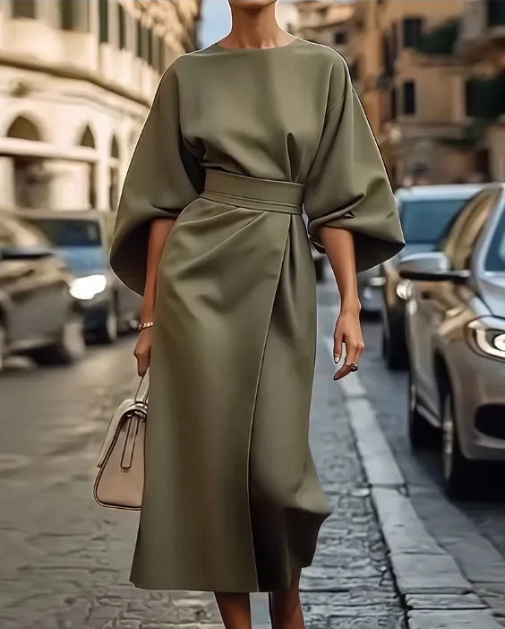 Elegant Long Sleeve Black Maxi Dress for Women | 2025 Loose O-Neck Casual Fashion Long Dress