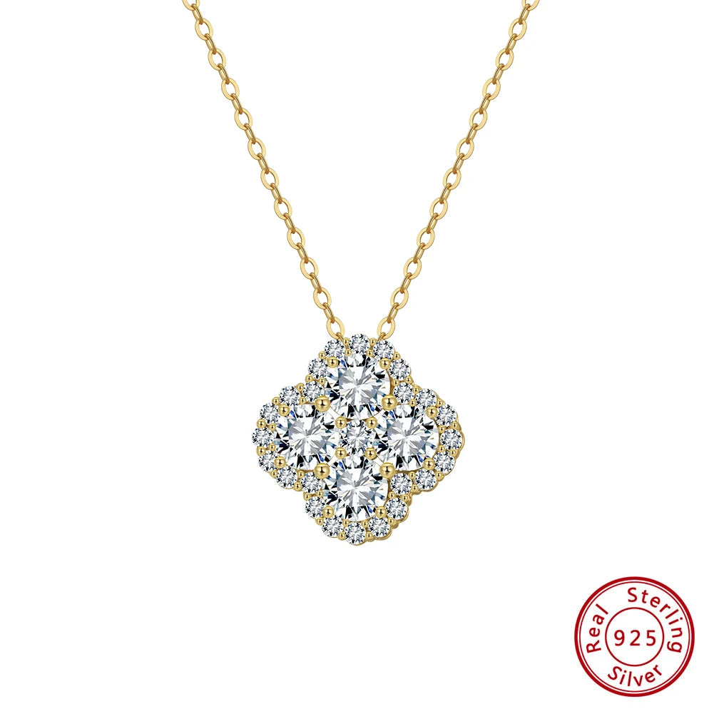 ORSA JEWELS 925 Sterling Silver Four-Leaf Clover Pendant Necklace with Premium Zirconia