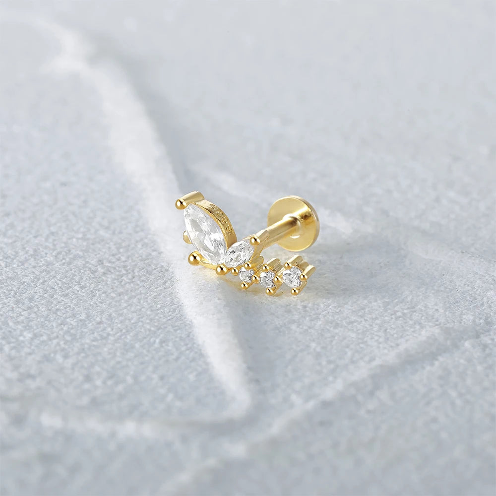 Aide 925 Sterling Silver Geometric Multi Piercing Stud Earrings for Women – K Gold Tassel Elegant Jewelry Gift