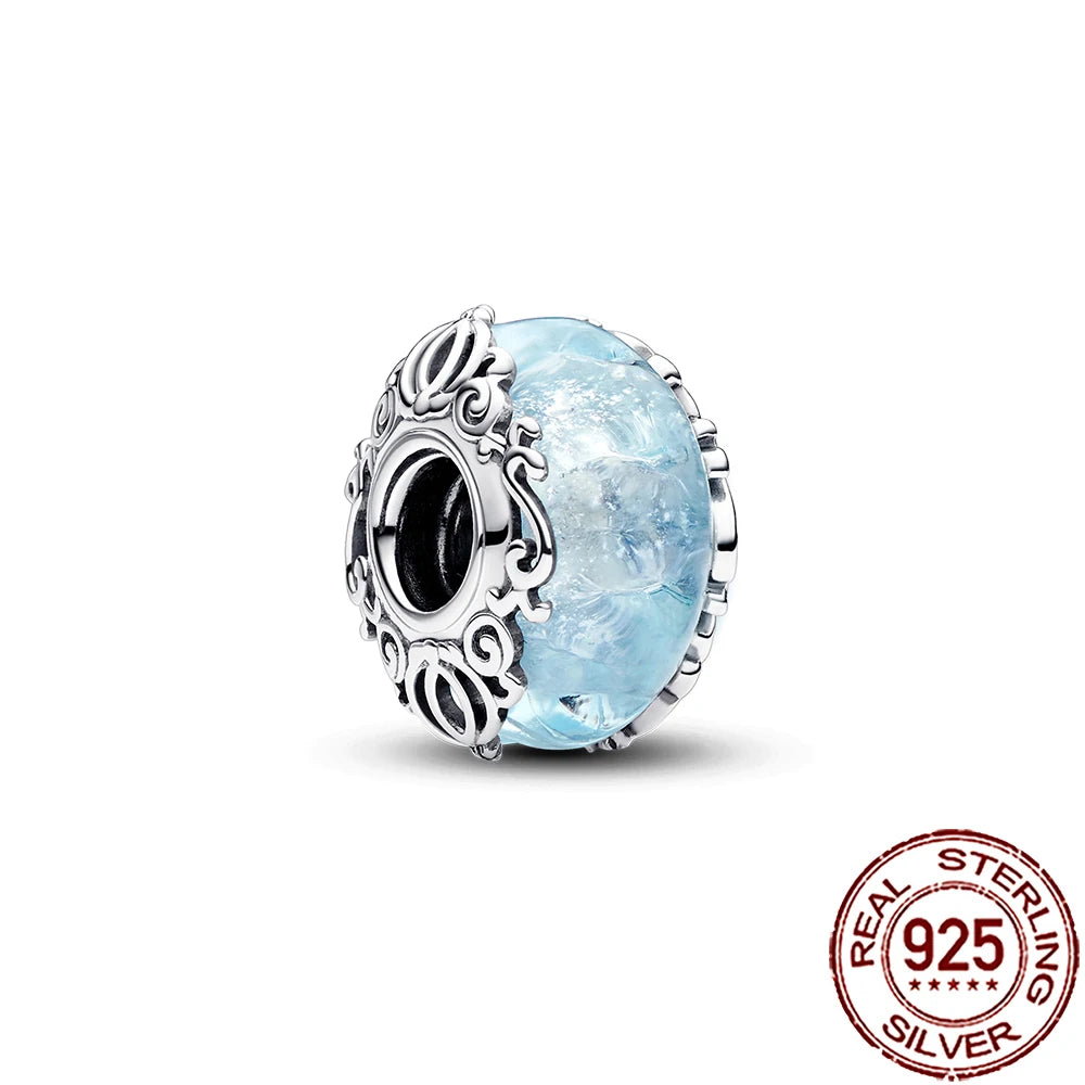 New 925 Sterling Silver Pink Daisy Murano Glass Charm | Cold Enamel Bead Fit Pandora Bracelet & Necklace