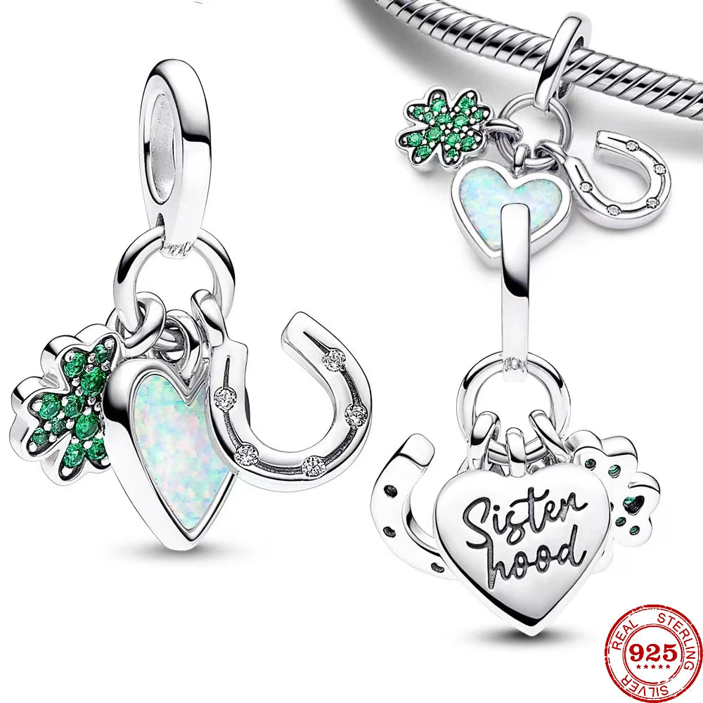 925 Sterling Silver Lucky Grass Leaf Charm | Fits Pandora Original Bracelet | 2024 Fine Bead Pendant | DIY Jewelry Gift