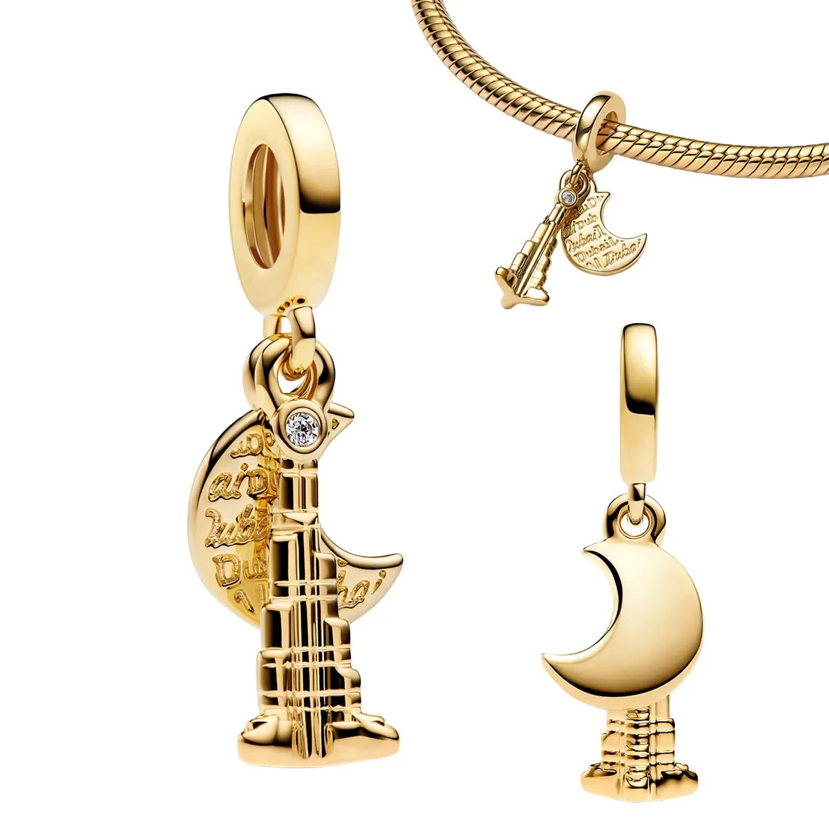 925 Sterling Silver Golden Charms – Horse, Lion & Castle Beads for Bracelets & Necklaces