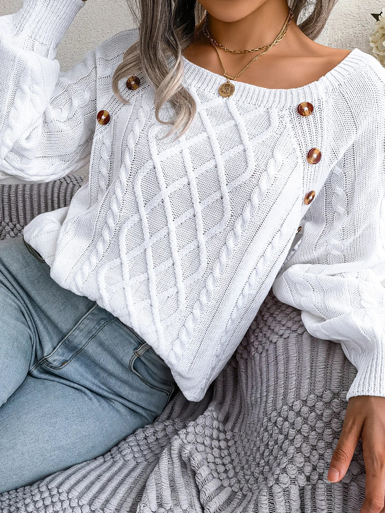 Women’s Casual Square Collar Knitted Pullover Sweater – Long Sleeve Autumn Winter 2025 Top