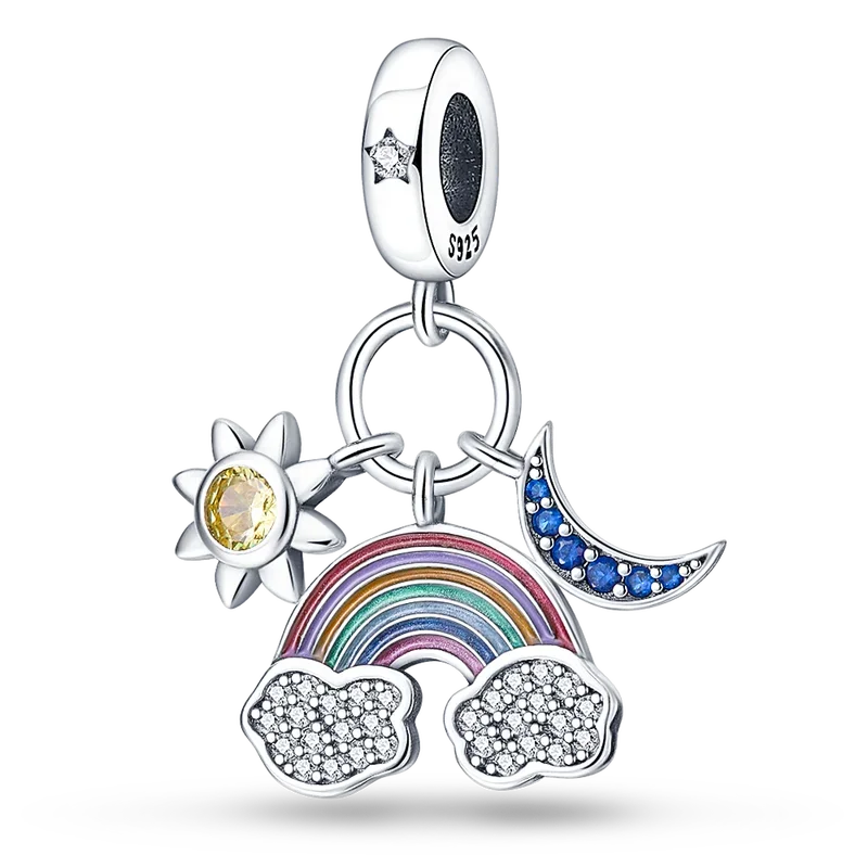 925 Sterling Silver Blue Series Charm | Dragonfly, Butterfly, Bird & Pansy Flower Pendant for 4MM Bracelet