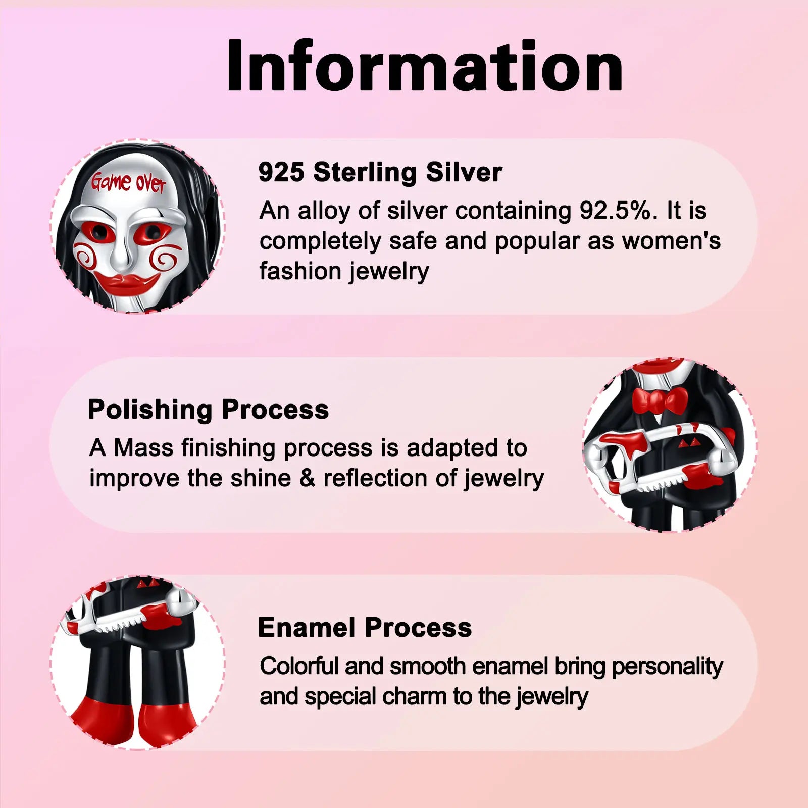 925 Sterling Silver Electric Saw Halloween Pendant | Jewelry Beads for Original Bracelets, Exquisite Silver Bead Women’s Gift