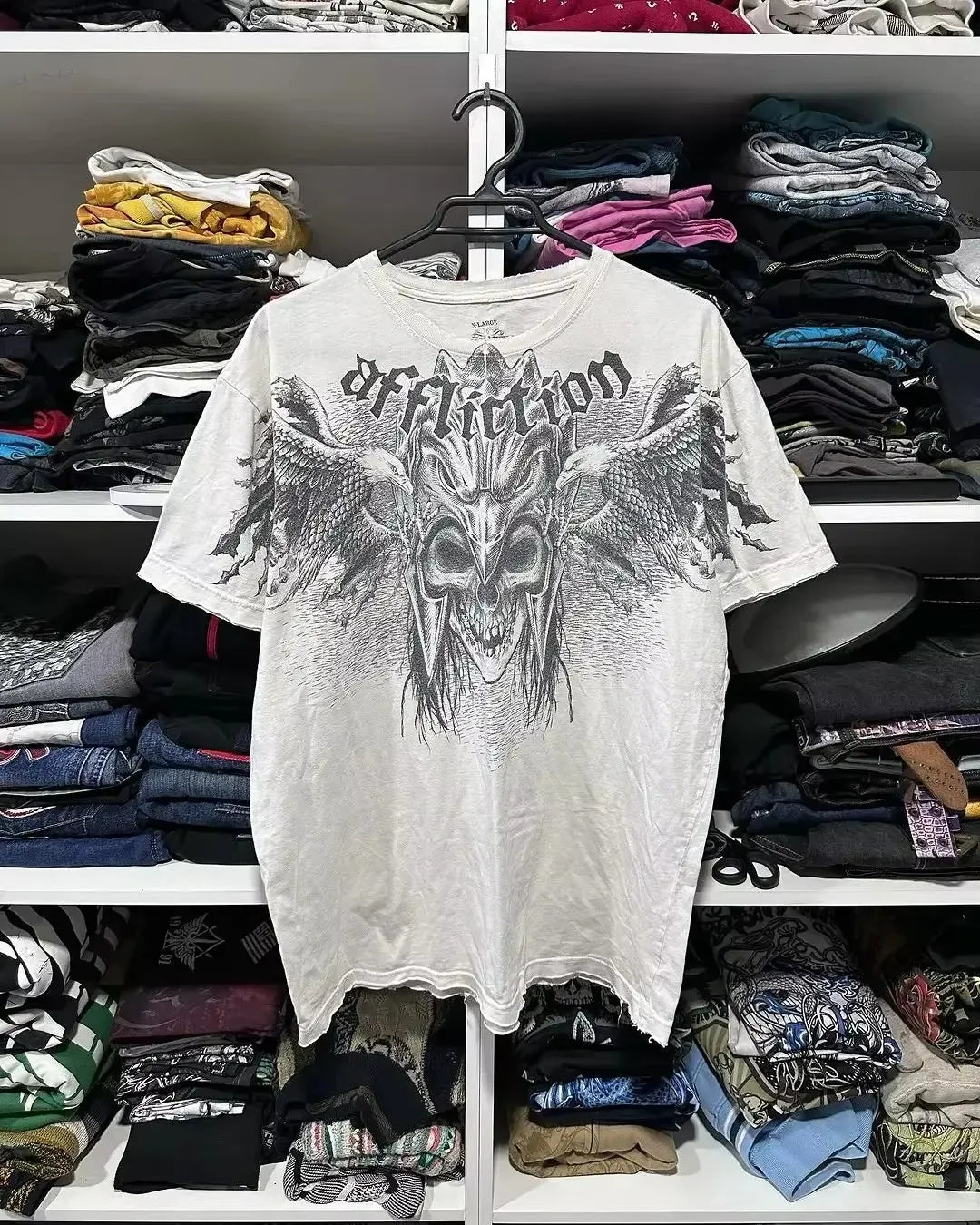 Vintage Avirex Black Short Sleeve T-Shirt | Rhinestone Double-Sided Print Retro Streetwear Top