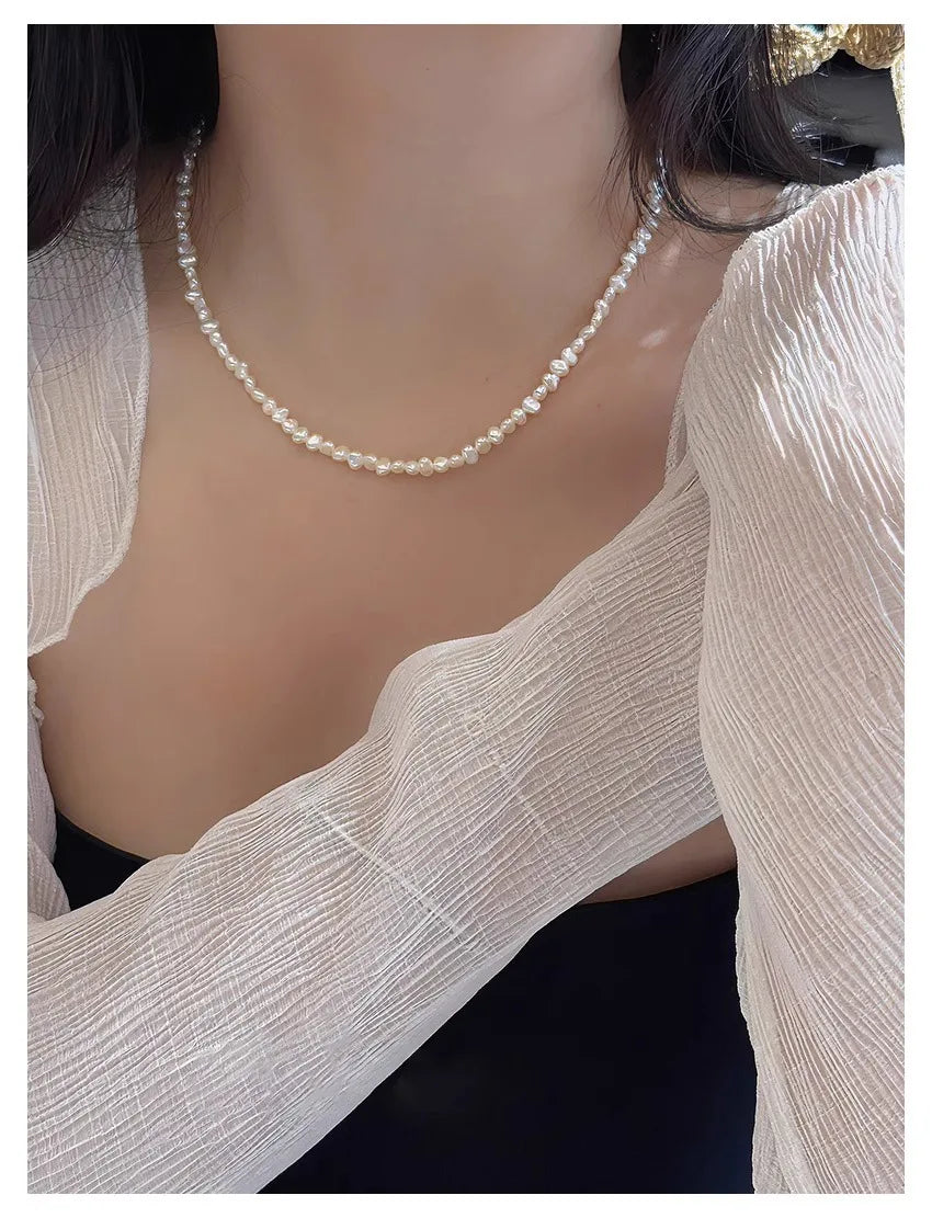 2025 New 925 Sterling Silver Baroque Freshwater Pearl Necklace | Elegant Jewelry Gift for Women