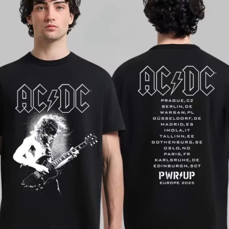 AC/DC Back in Black 2025 Tour T-Shirt | Unisex Loose Cotton Y2K Band Tee