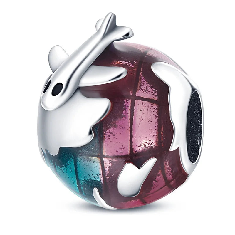 2023 New 925 Sterling Silver Earth Plane & Hot Air Balloon Travel Charms – Fits Pandora Original Bracelets DIY Jewelry