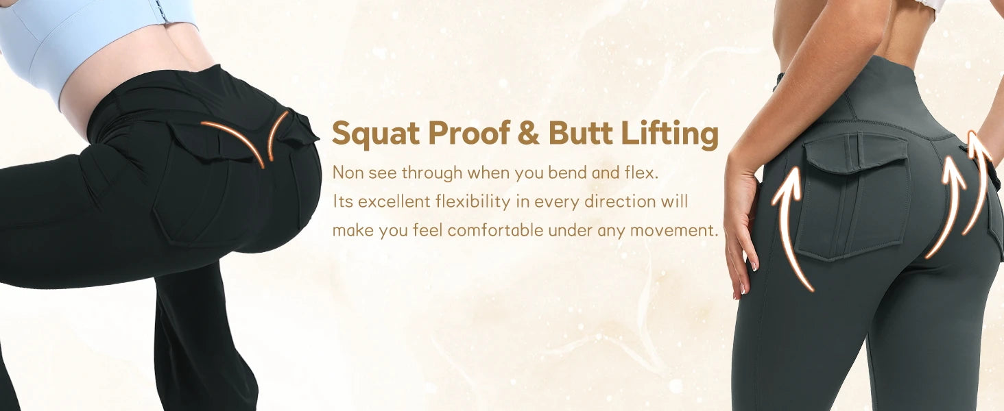 Women’s High Waisted Flared Yoga Pants | Tummy Control Bootcut Leggings with Pockets | Gym & Casual Wear