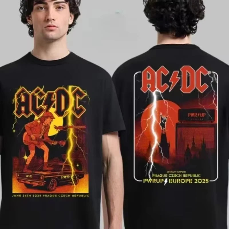 AC/DC Back in Black 2025 Tour T-Shirt | Unisex Loose Cotton Y2K Band Tee