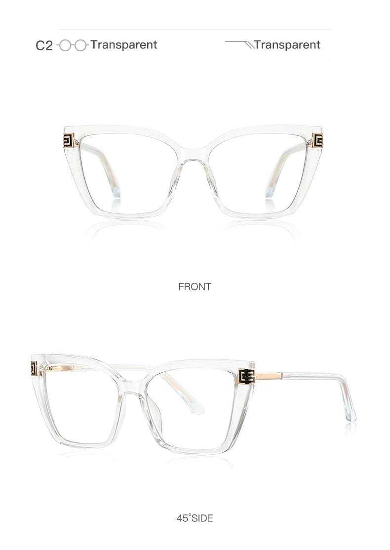 GENEVIEVE Personalized Large Frame Square Anti-Blue Light Reading Glasses – Women’s Photochromic Custom Prescription Eyewear