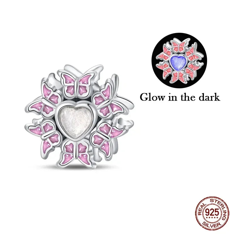 925 Sterling Silver Classic Purple Retro Heart Charm | Lotus Angel Beads for Bracelet & Necklace DIY Jewelry