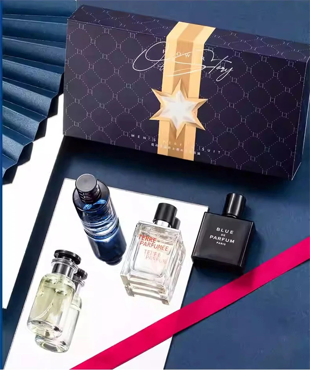Luxury Brand Men’s Perfume Set – 4PCS Gift Box | 100ML Cologne Parfums Homme with Natural Floral & Fruity Masculine Scents