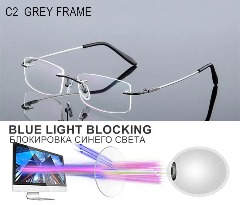 Titanium Alloy Rimless Glasses – Custom Prescription Eyewear for Men & Women | Anti Blue Ray & Photochromic Lenses