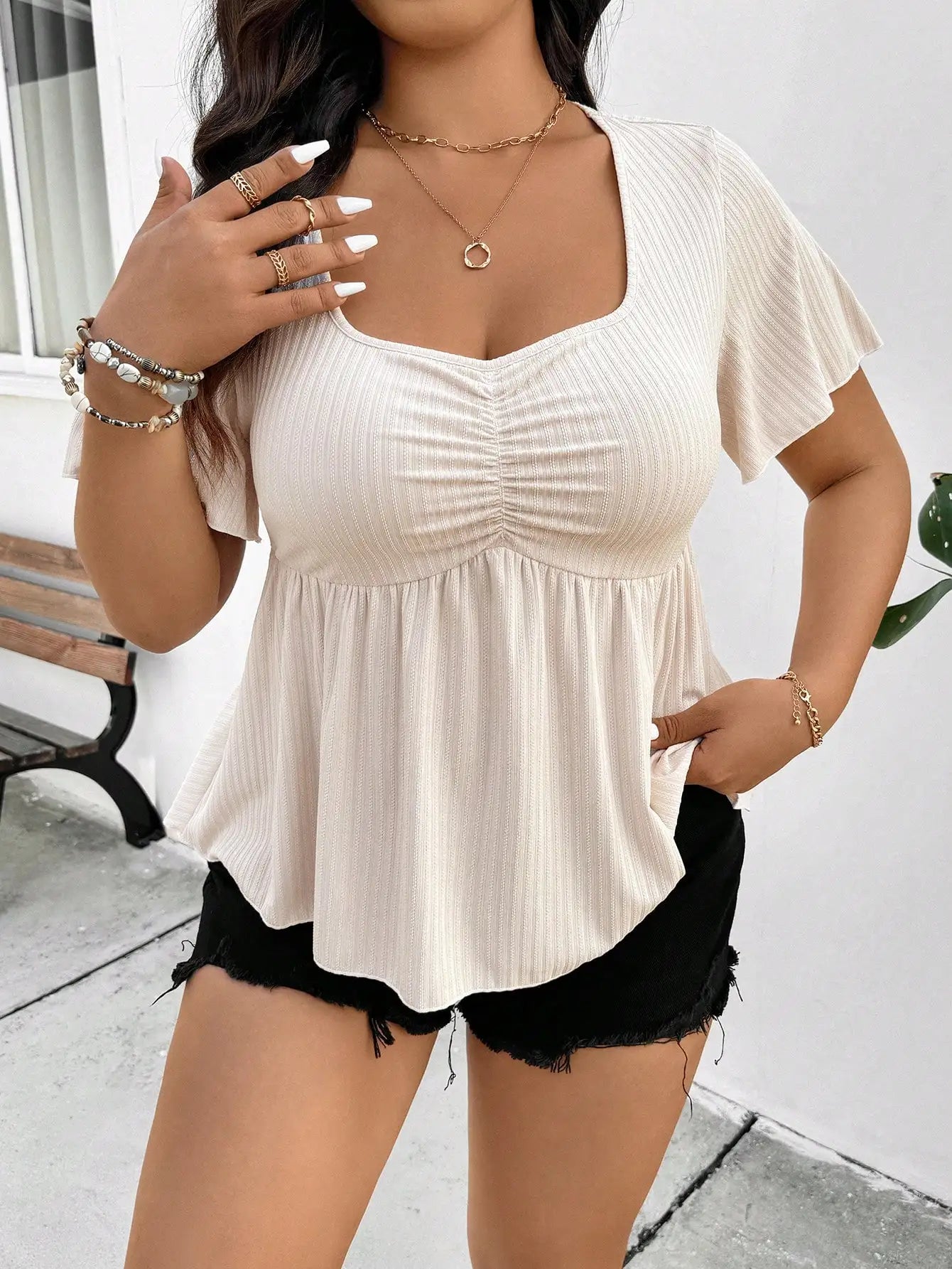 New Women’s Fashion Casual Square Neck Top – Short Sleeve Plus Size Summer Tee 👚✨
