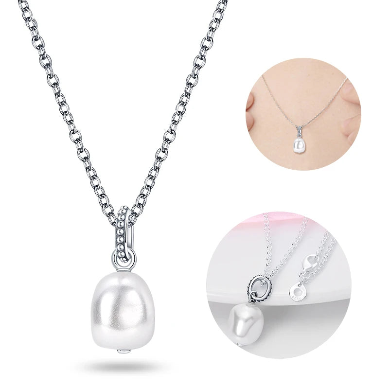 925 Sterling Silver Heart-Shaped Pearl Pendant Necklace | Elegant Women’s Jewelry Birthday Gift