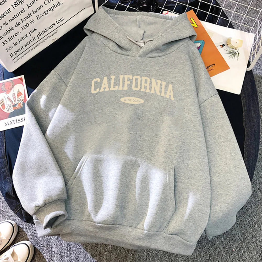 California West Coast Women’s Hoodie | Hip Hop Streetwear Fleece Pullover with Pocket | Comfortable Casual Sweatshirt
