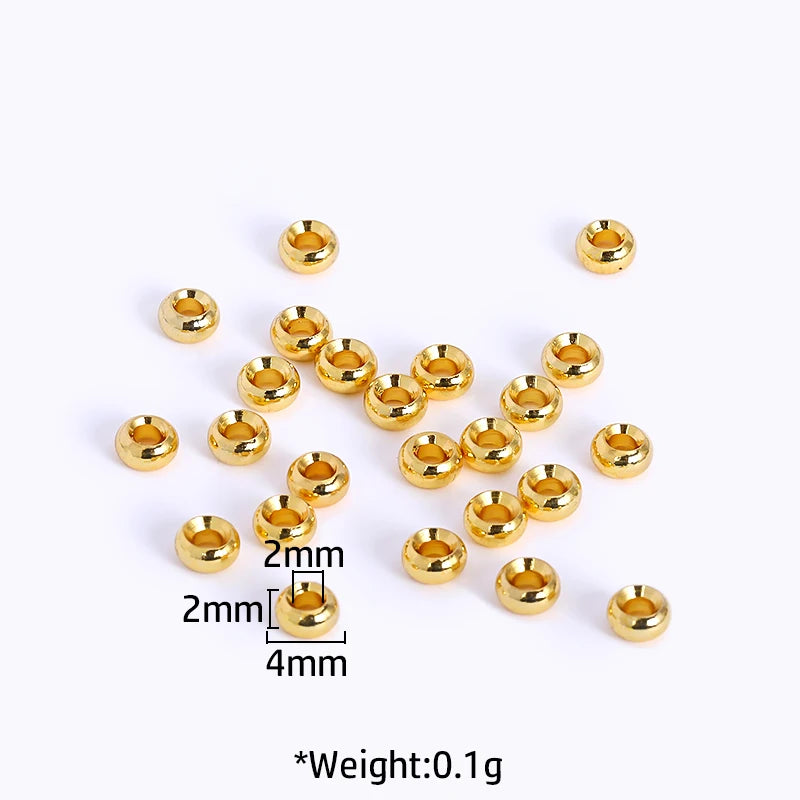 18K Gold Plated Roundel Spacer Beads – 2 Sizes Brass Metal Loose Beads for DIY Bracelet & Jewelry Making Accessories