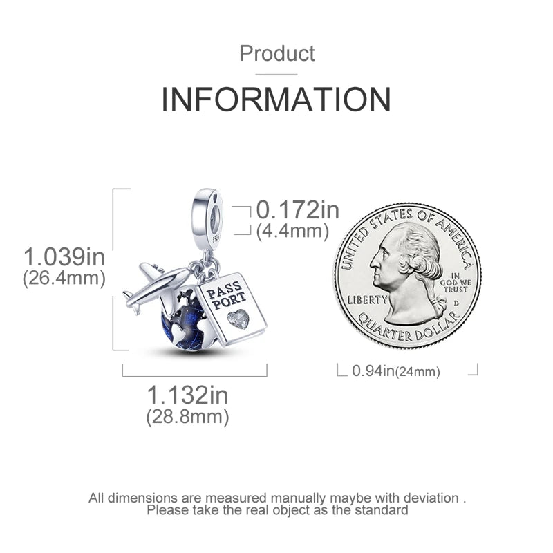 Blue Series 925 Sterling Silver Charms | Butterfly, Earth & Ocean Beads Pendants Fit Original Bracelet DIY Jewelry