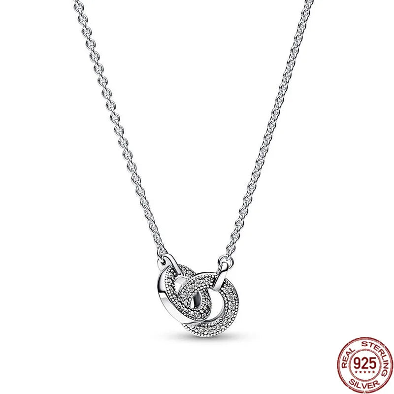 925 Silver Heart Pendant 💖 Dazzling Round Necklace Fits Pandora Gift
