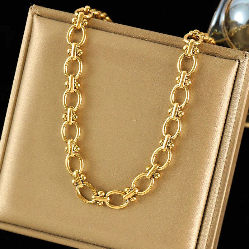 EILIECK 18K Gold Plated Stainless Steel Chain Necklace for Women – Waterproof Fashion Jewelry Gift