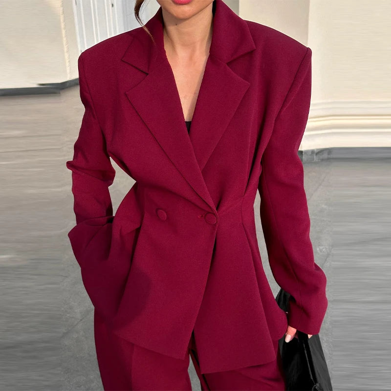 Women’s Blazer & Trouser Set 🌸 Solid Lapel Coat Wide Leg Pants 2026 ✨