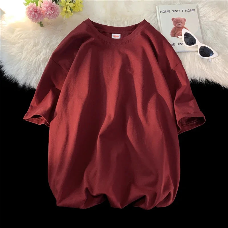 LEGIBLE 2025 Summer Women’s Cotton T-Shirt – Loose Solid Oversized O-Neck Tee 👕✨