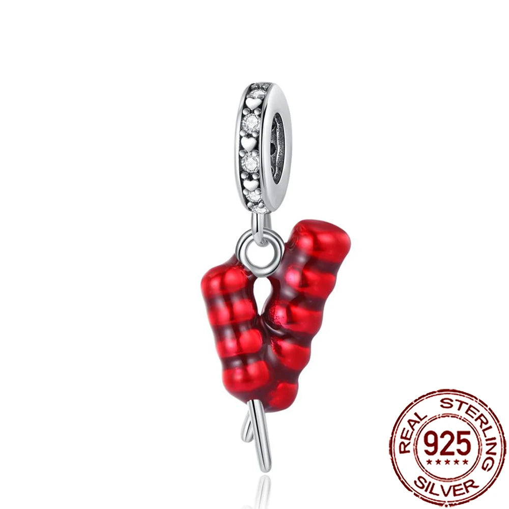 2025 New 925 Sterling Silver Coffee, Cake, Fruit & Burger Charms | Fit Pandora Bracelet & Necklace DIY Jewelry