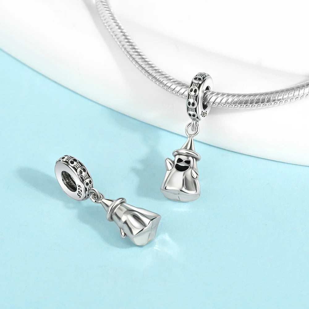 Gothic 925 Sterling Silver Grim Reaper Skull Charm Bead Fit Pandora Bracelet