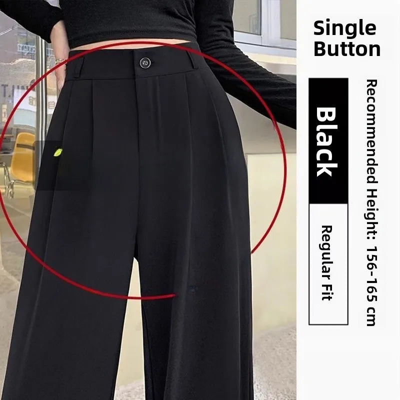 Women’s Slim Fit Straight Leg Suit Pants | Summer Thin Black Casual Trousers for Pear Shaped Body & Wide Hips