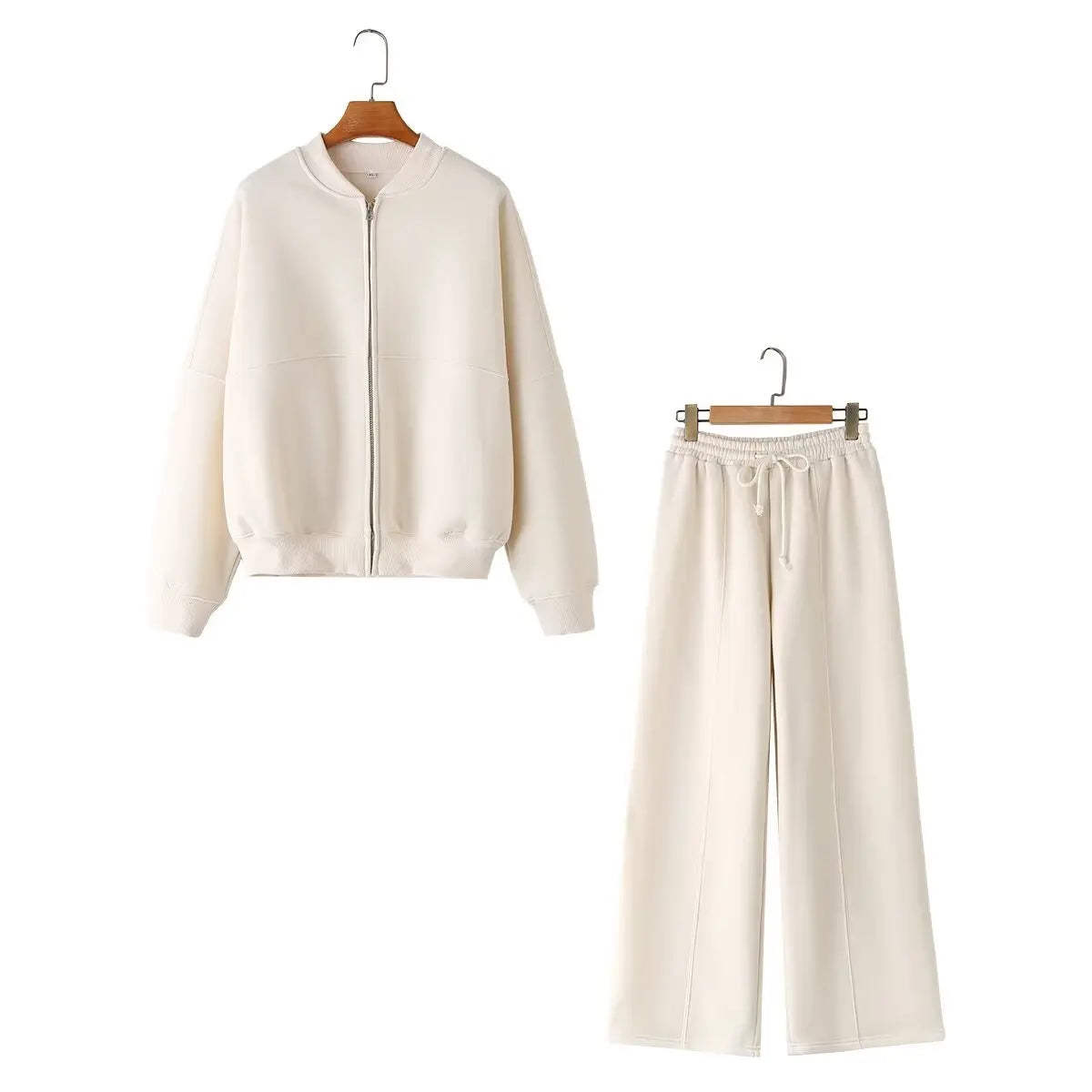 HH Women’s Fall 2-Piece Retro Set – Zip Bomber Jacket & High Waist Lace-Up Wide Leg Pants 🍁🖤