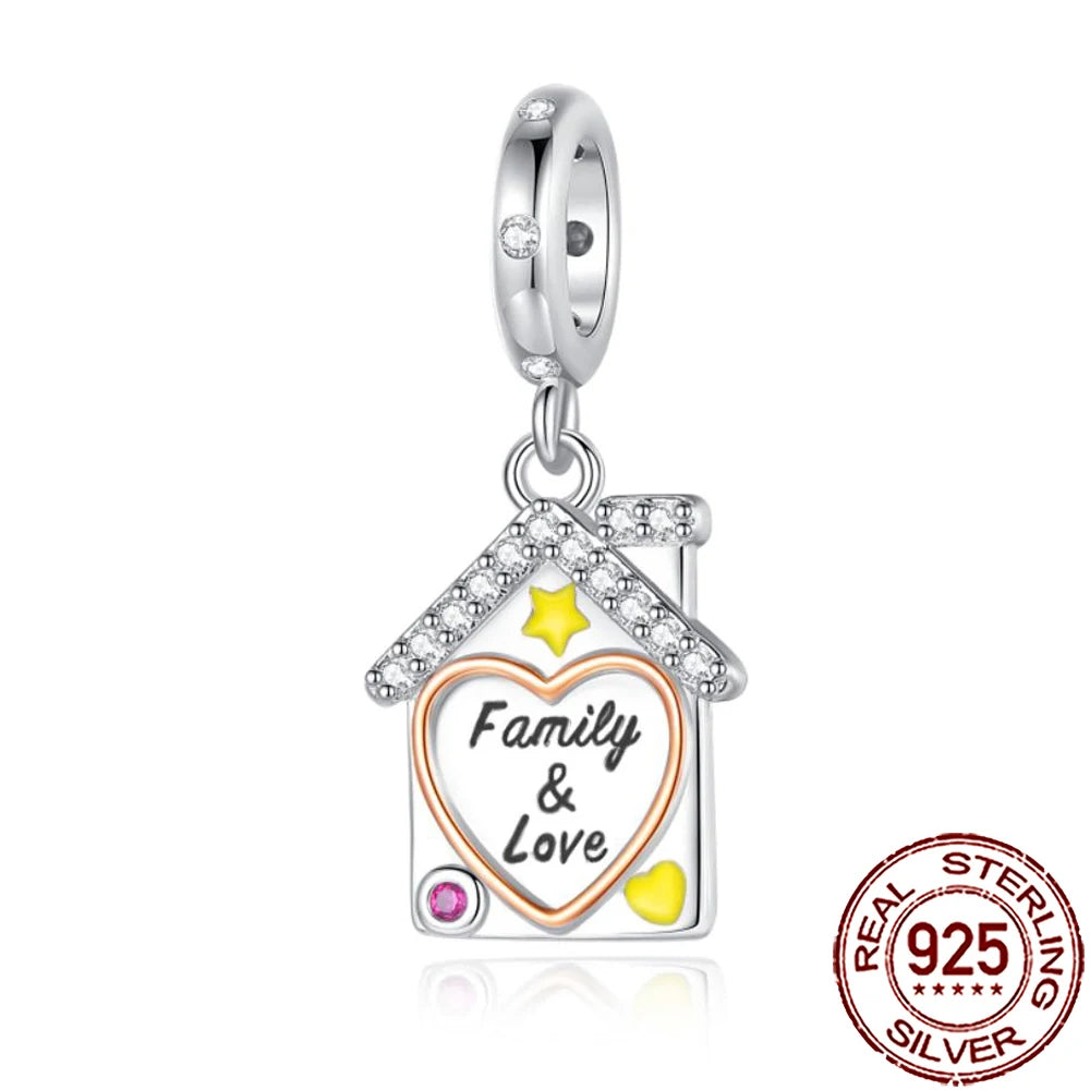 2025 New 925 Sterling Silver Family Love Heart Charm Beads | Sister, Daughter & Mother Pendant for Bracelets & DIY Jewelry