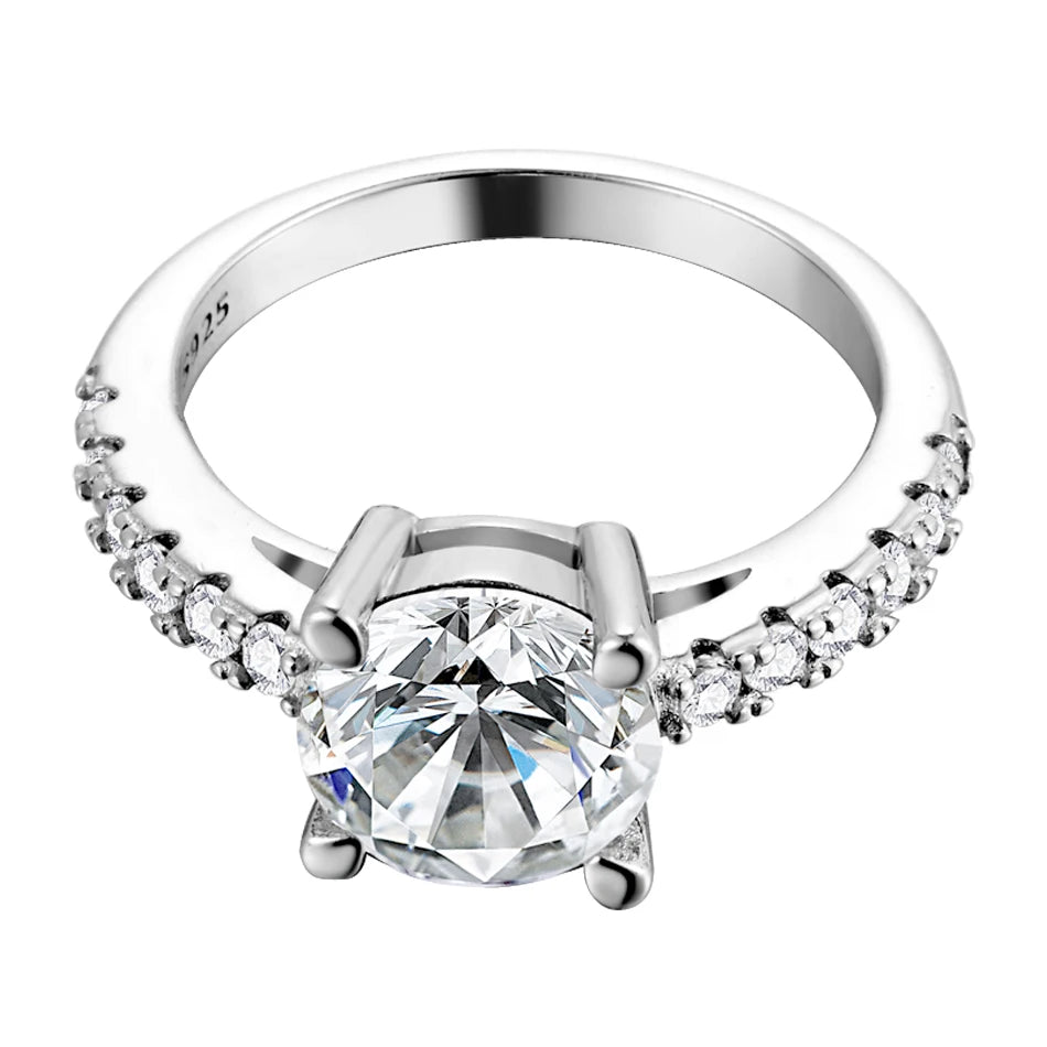 URMYLADY 3 Carat Moissanite Ring Set for Women – 925 Sterling Silver Four Claw Band, 18K Gold Plated