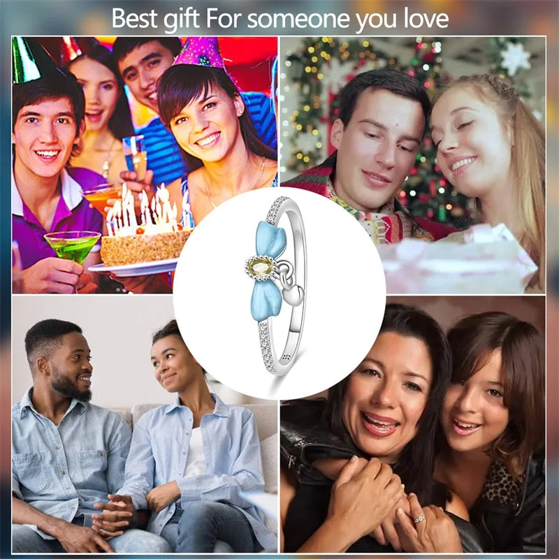 925 Sterling Silver Rings Collection | Bow, Heart, Sun, Moon & Star Zircon Rings for Women Jewelry Gift