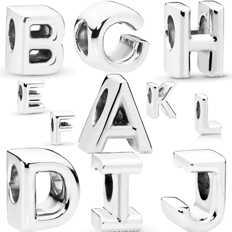 925 Sterling Silver A–Z Alphabet Letter Charms | Gold & Silver Beads for Women DIY Bracelet Jewelry
