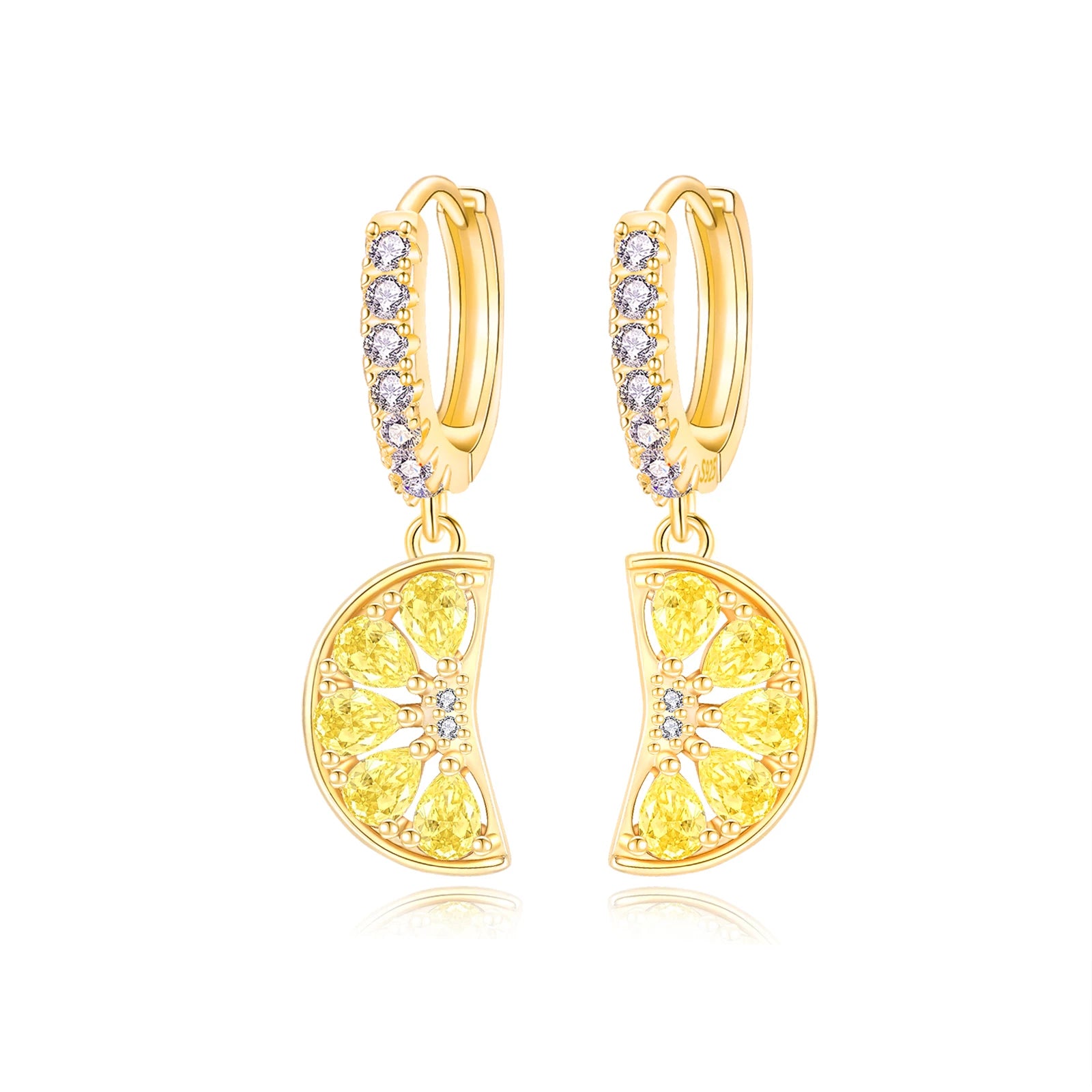 Original 925 Sterling Silver Fruit Series Earrings | Cherry & Strawberry Zircon Hoop Studs for Women Girls Party Jewelry