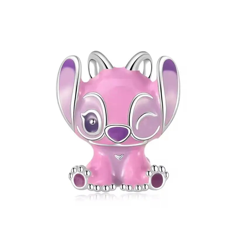 Hot Sale New Disney Cartoon Animal 925 Sterling Silver Lilo & Stitch Charm Bead Bracelet