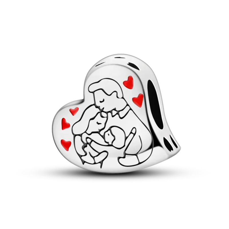 925 Sterling Silver Number & Puppy Family Beads Pendant | Fit 4mm Hole Bracelets