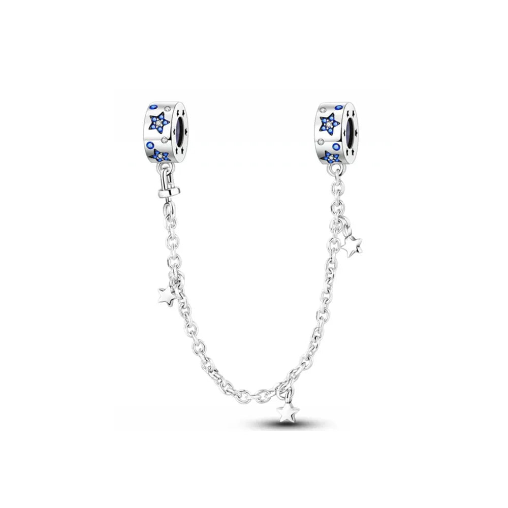 925 Sterling Silver Butterfly, Moon & Life Tree Safety Chain | Fits Original Bracelet DIY Jewelry Accessory