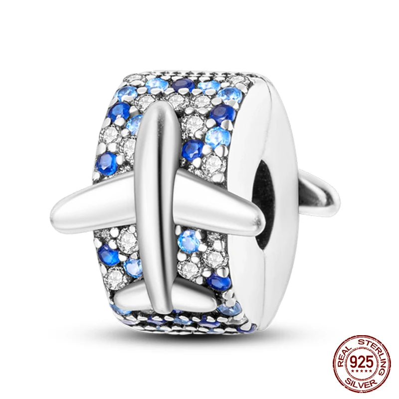 925 Sterling Silver Luminous Butterfly Star Moon Charm Bead | Round Clasp Bead for 3mm DIY Bracelet Jewelry Gift