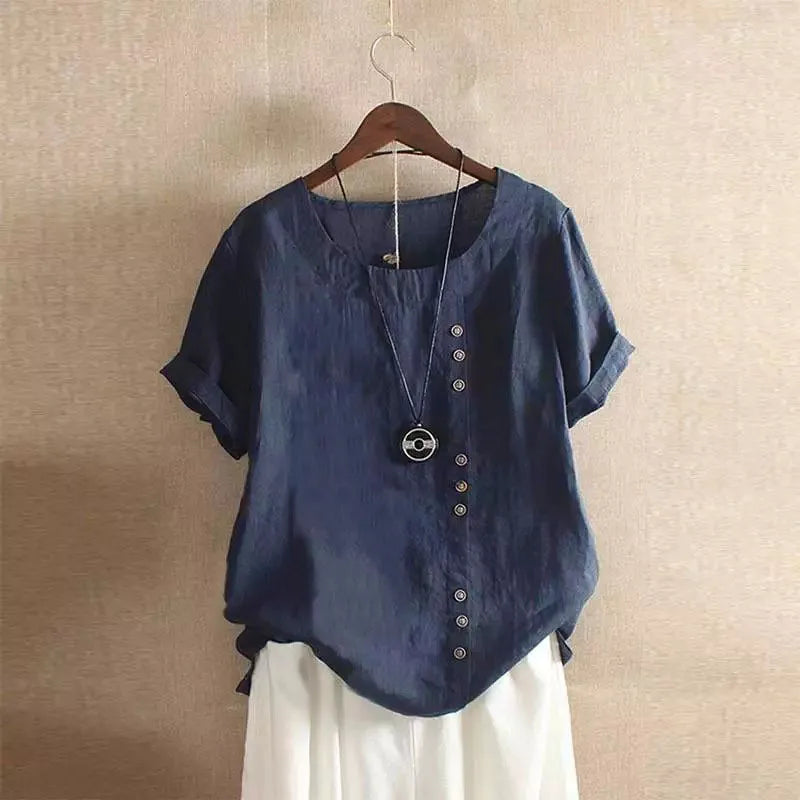 Women Cotton Linen Streetwear Summer Y2K Tops – Vintage Casual Elegant T-Shirt Loose Fashion Tee 👕✨