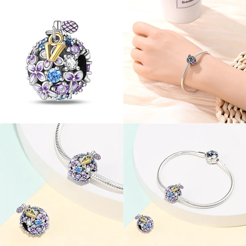 925 Sterling Silver Perfume Bottle Charm Bead – Fits Pandora Bracelet DIY Jewelry Gift for Women