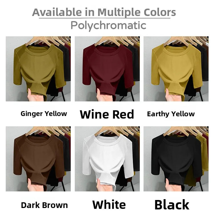 Slim Fit Ice Silk T-Shirt for Women | Summer Breathable Short Sleeve Top | Casual Round Neck Base Shirt